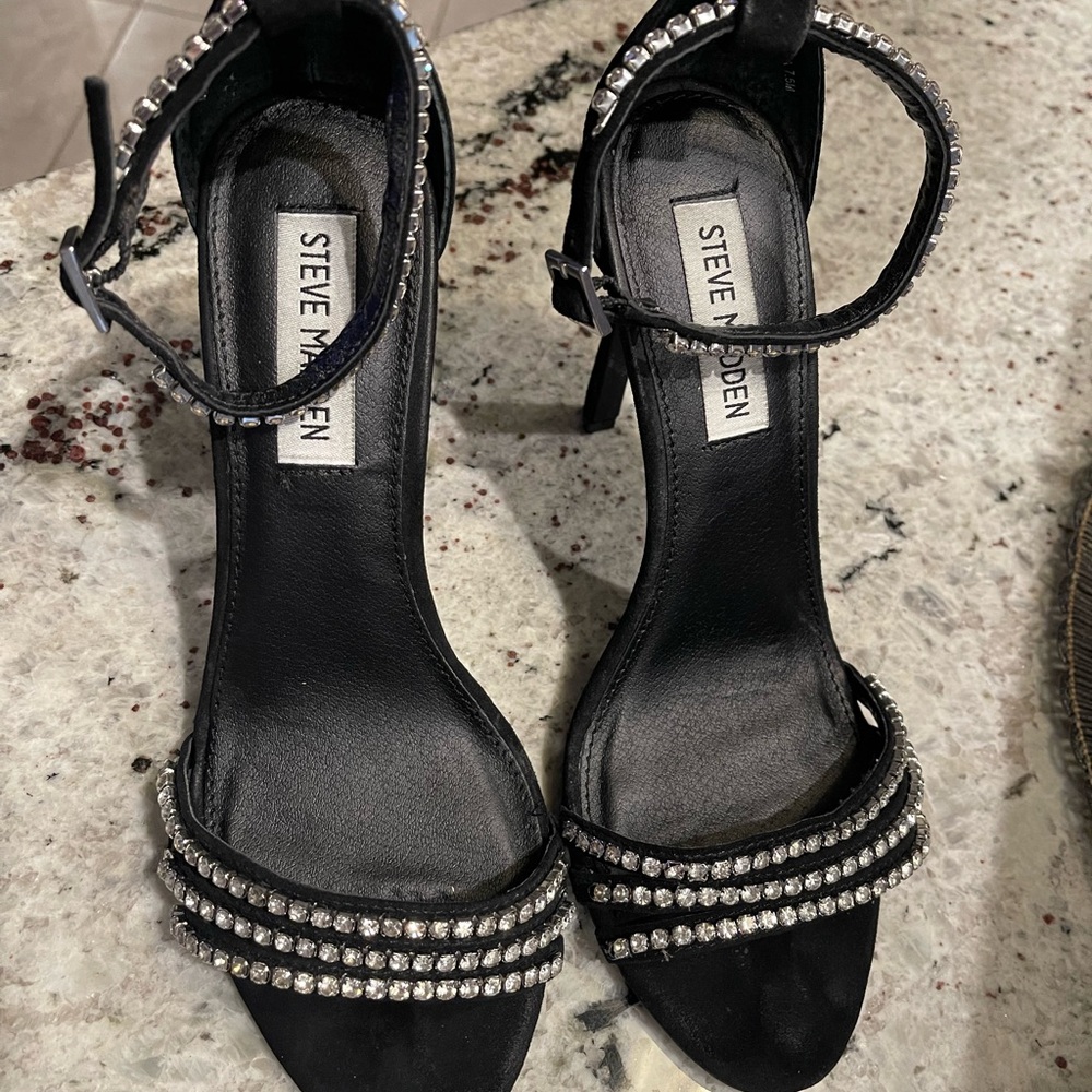 Steve Madden Black Rhinestone Heels